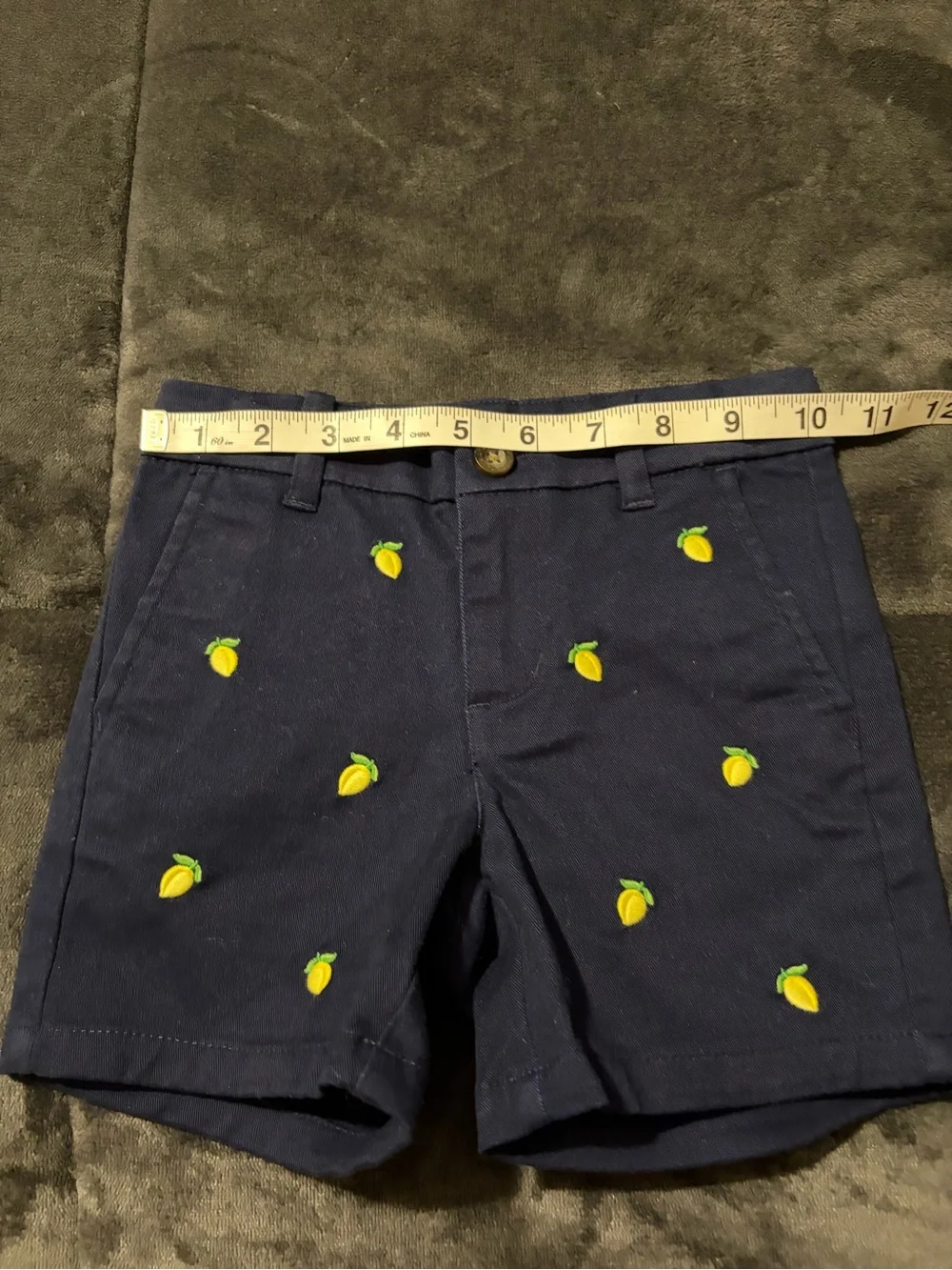 Janie and Jack boys Navy Shorts with Yellow Lemon Embroidery -2T